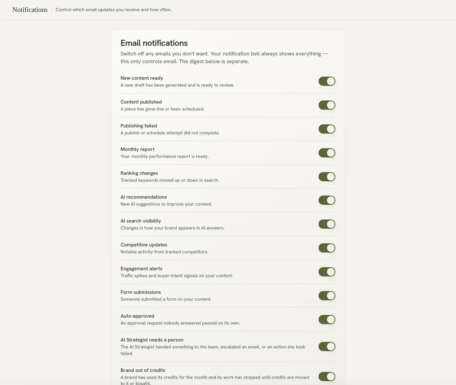 Settings → Notifications