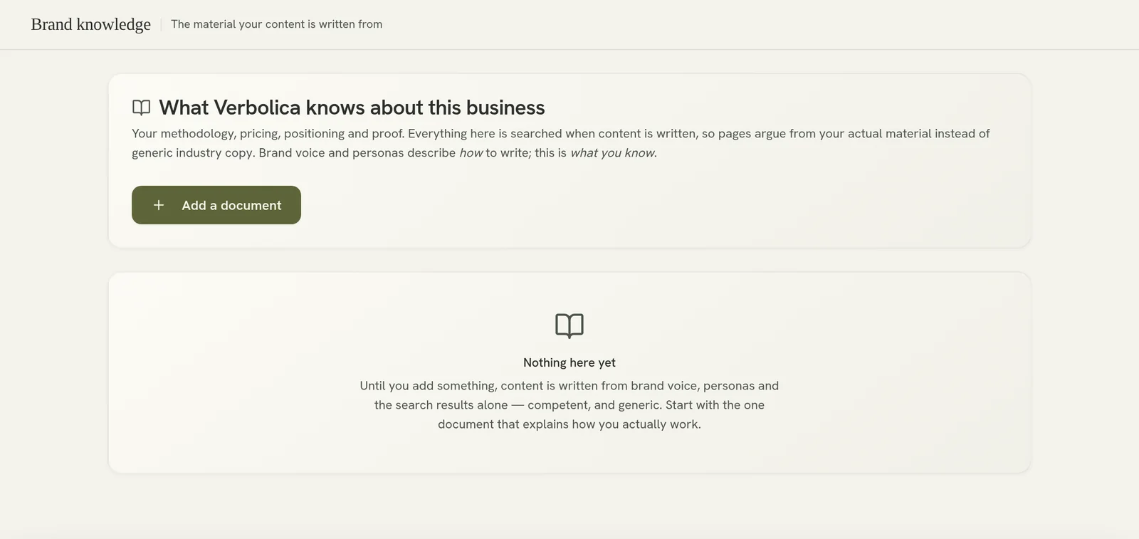 The Brand knowledge page